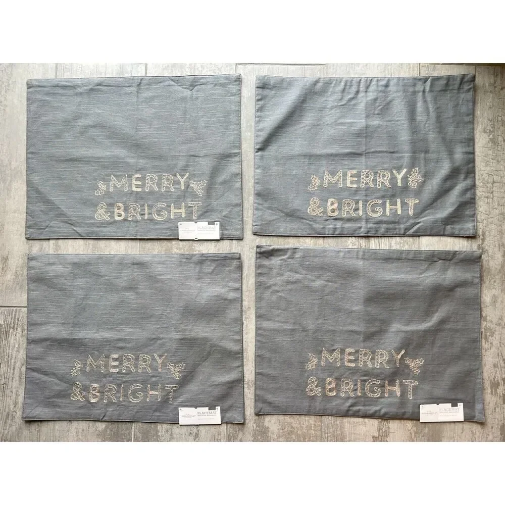 Set of 4 Christmas MERRY & BRIGHT 14